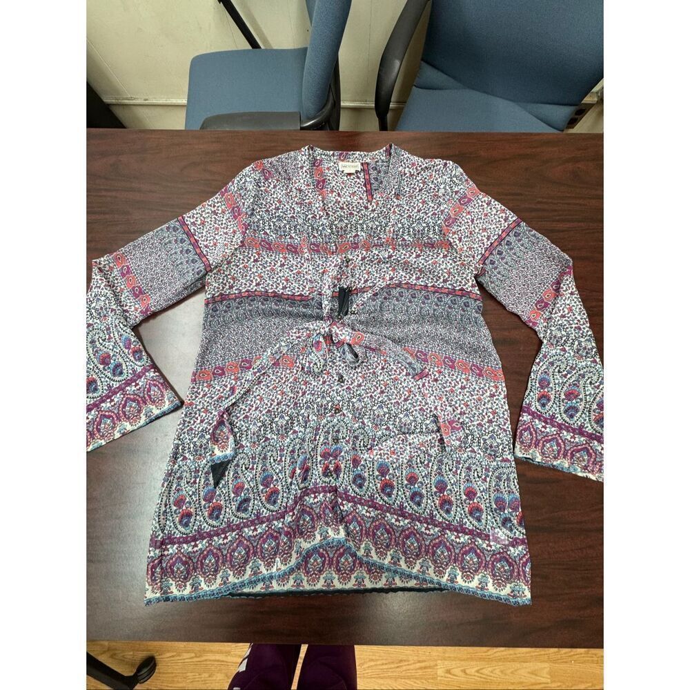 Converse One Star Sheer Button Up Blouse with Belt Size Large